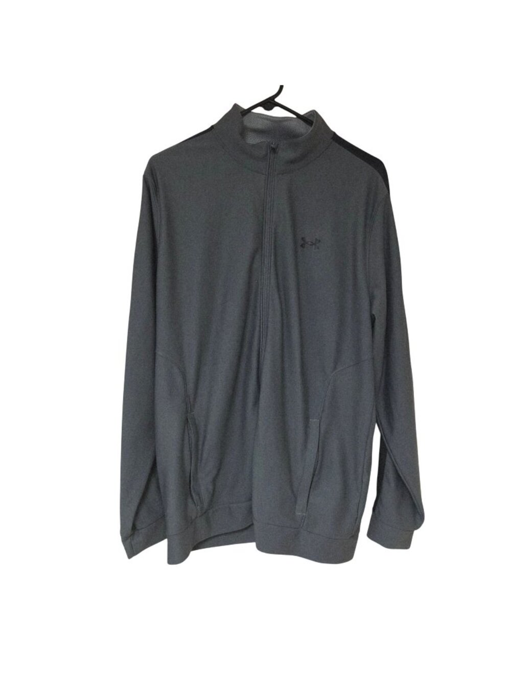 Under Armour Athletic Jacket Full Zip Mens XL Pockets Fitted Gray Black Trim